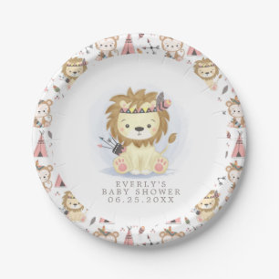 Assiettes En Carton Douce Lion Tribal Aquarelle Bohème Baby Shower
