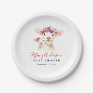 Assiettes En Carton Douce Maman Et Bébé Agneau Plate Baby shower Flora