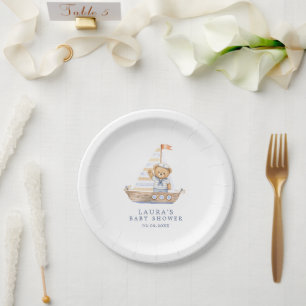 Assiettes En Carton Douce Ourson Marin Nautique Baby Shower