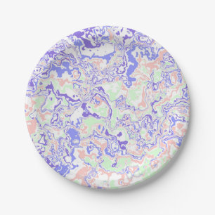Assiettes En Carton Douce Pastel Funky Boho Rétro Abstrait Marbre
