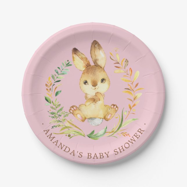 Assiettes En Carton Douce Petit Lapin Baby shower 7" Plaque (Devant)