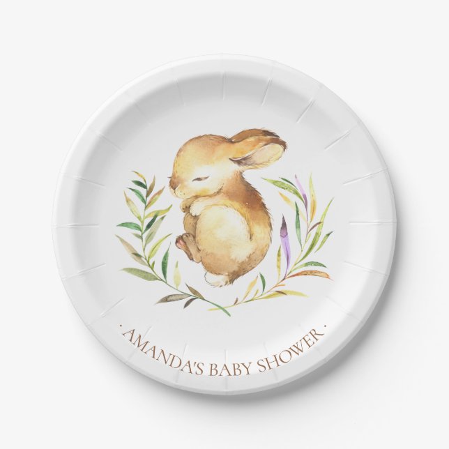 Assiettes En Carton Douce Petit Lapin Baby shower 7" Plaque (Devant)