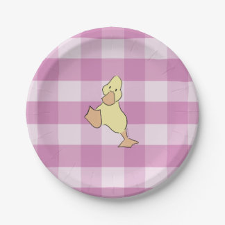 Assiettes En Carton Douce petite caneton shower bébé rose gingham