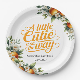 Assiettes En Carton Douce petite orange Baby Shower Personnalisé