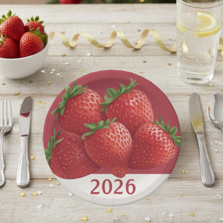 Assiettes En Carton Douce Saint-Sylvestre aux fraises