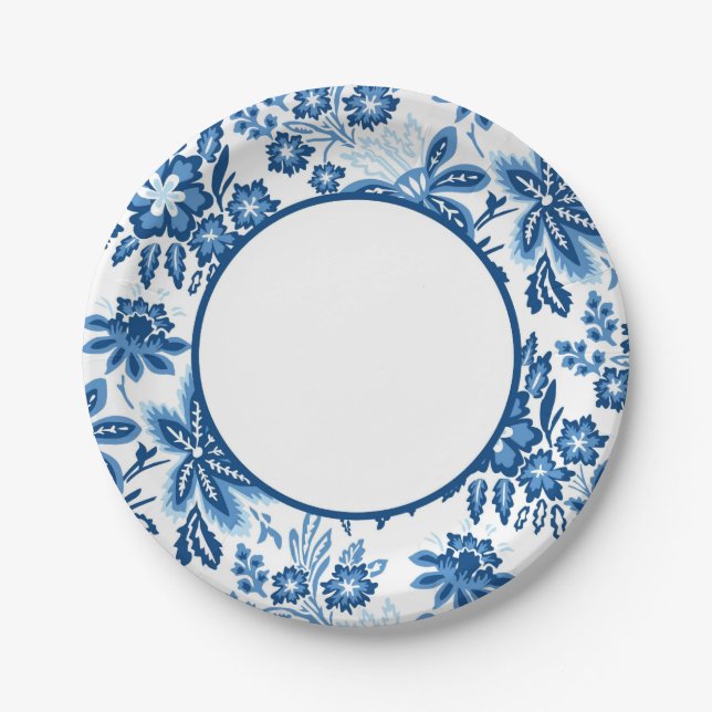 Assiettes En Carton Douces Fleurs Bleues (Devant)
