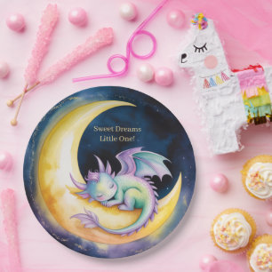 Assiettes En Carton Douces Rêves Dragon et Demi-Lune Baby Shower