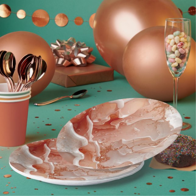 Assiettes En Carton Douces Vagues & Lignes Dorées (Multi)