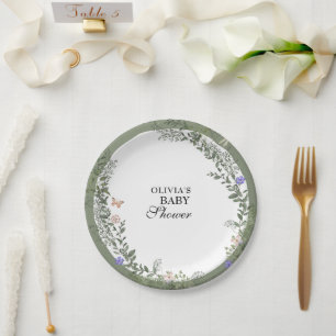 Assiettes En Carton Douceur Florale Verte Douce Baby Shower Verte Luxu