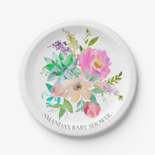 Assiettes En Carton Douche colorée 7" de fleurs de lavande de Boho