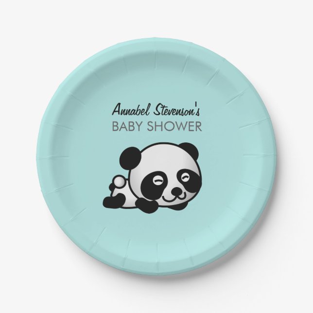 Assiettes En Carton Douche de bébé de panda (Devant)