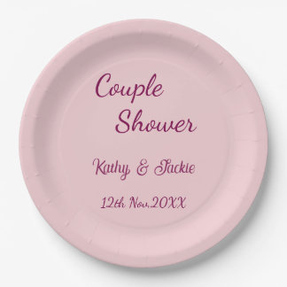 Assiettes En Carton douche de couple rose violet pastel mariage nom da