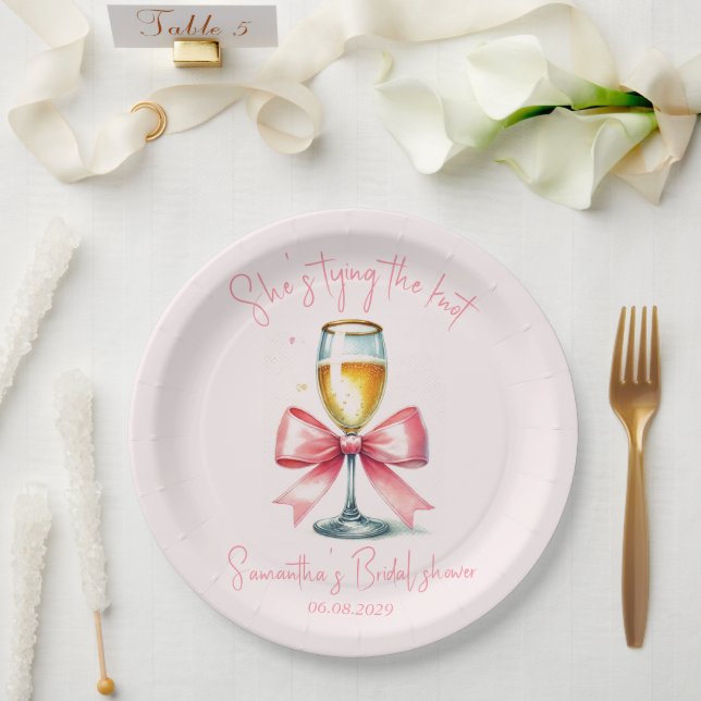 Assiettes En Carton Douche nuptiale Coquette Pink Bow (Mariage)