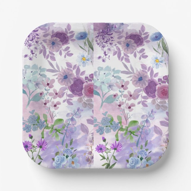 Assiettes En Carton Douche nuptiale violette fleur sauvage (Recto)