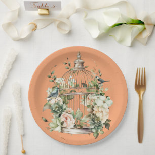 Assiettes En Carton Douche Persimmon Orange Blanc Vert Or