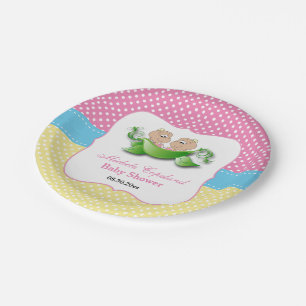 Assiettes En Carton Douche pour bébé jumelle - Deux petits pois dans