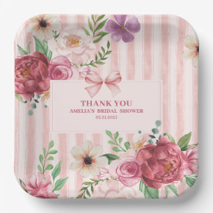 Assiettes En Carton Douche vintage fleurie Coquette arc rose