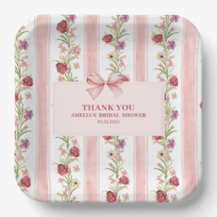 Assiettes En Carton Douche vintage fleurie Coquette arc rose