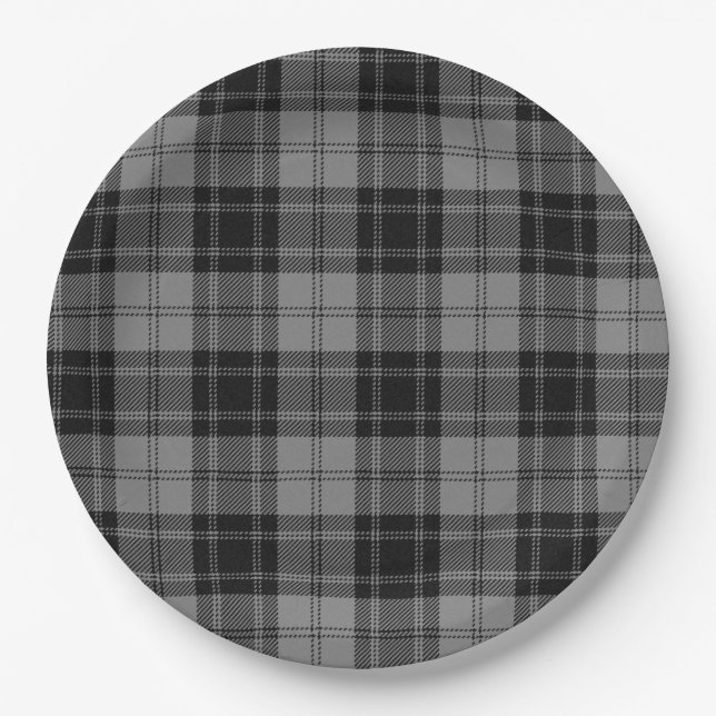 Assiettes En Carton Douglas Grey Taraid Plaid Black Grey (Devant)