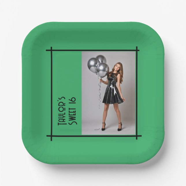 Assiettes En Carton doux 16 partie napkin lilac vert noir photo (Recto)