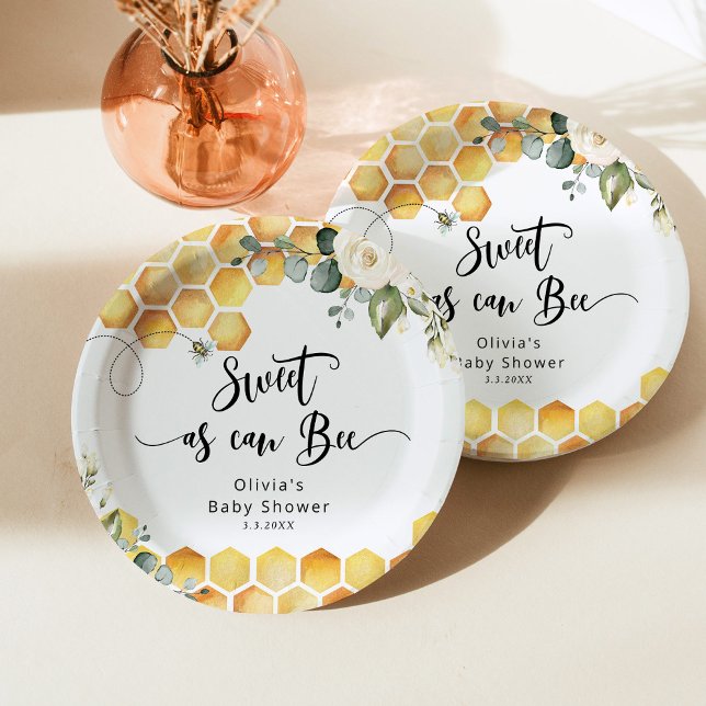 Assiettes En Carton Doux comme peut être bumble baby shower abeille (Créateur téléchargé)