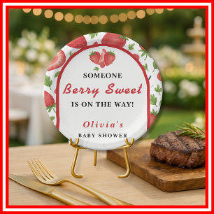 Assiettes En Carton Doux de baie   Fête prénatale de fraise