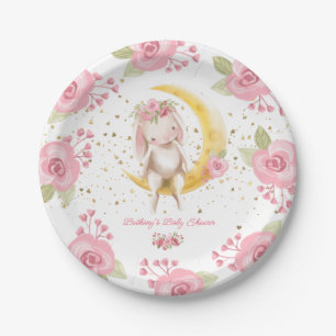 Assiettes En Carton Doux petit lapin bébé fille douche