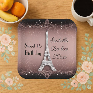 Assiettes En Carton Douze ans, Douze ans Parisienne Nuit Ombrée Tour E