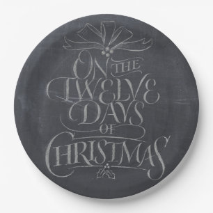 Assiettes En Carton Douze jours de calligraphie du tableau de Noël