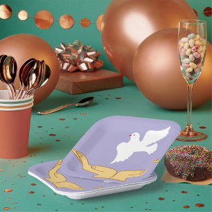 Assiettes En Carton Dove Bird World Peace White
