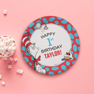 Assiettes En Carton Dr. Seuss Anniversaire du Chat dans le Chapeau