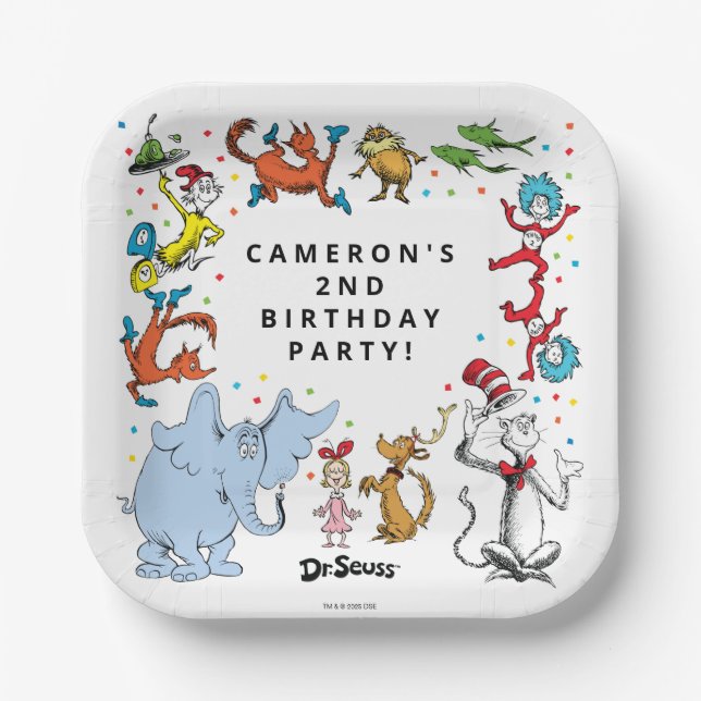 Assiettes En Carton Dr. Seuss Character Confetti | ANNIVERSAIRE DE ENF (Recto)