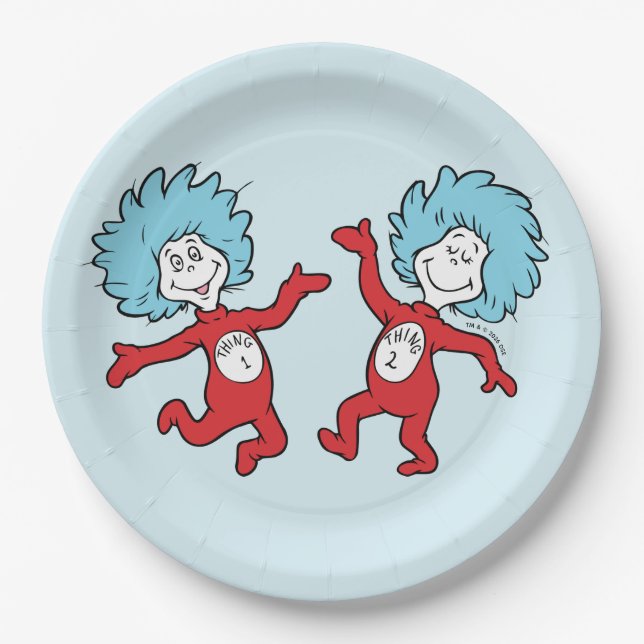 Assiettes En Carton Dr. Seuss Chose 1 et Chose 2 Personnage (Devant)