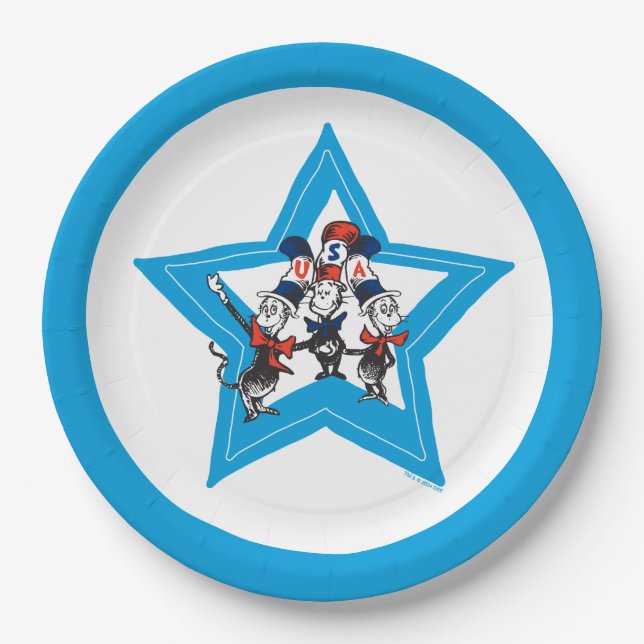 Assiettes En Carton Dr Seuss | Little Cats USA Graphisme Casquette (Devant)