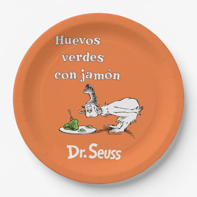 Assiettes En Carton Dr. Seuss Œufs verts et jambon espagnol (Devant)