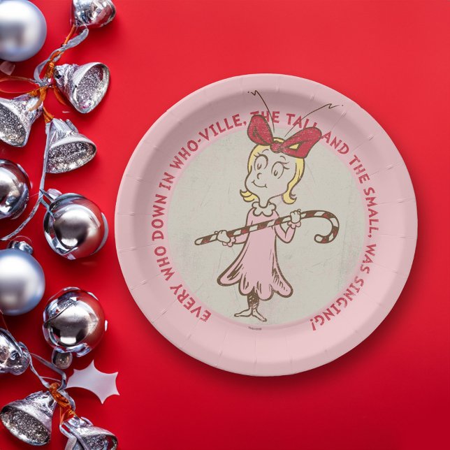 Assiettes En Carton Dr Seuss | The Grinch | Cindy-Lou Qui - Mignonne Q (Plate on table)