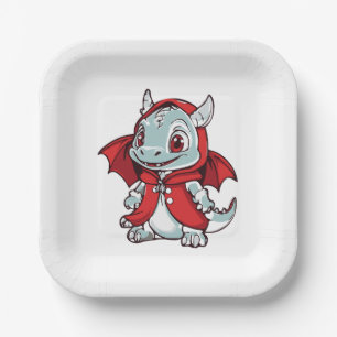 Assiettes En Carton Dragon albinos en rouge