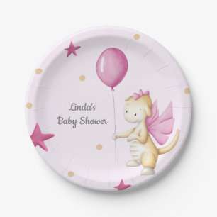 Assiettes En Carton Dragon avec Balloon Light Rose Baby shower fille