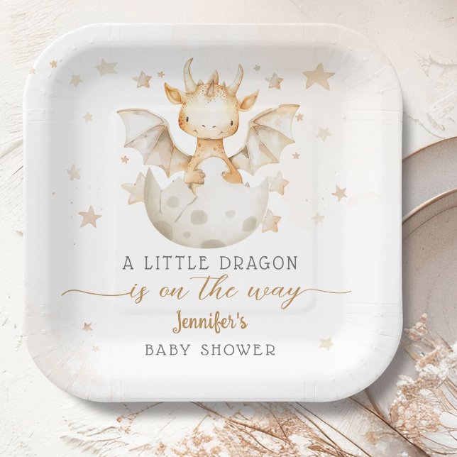 Assiettes En Carton Dragon Baby shower Cute Boho (Créateur téléchargé)