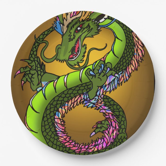 Assiettes En Carton Dragon chinois (Devant)