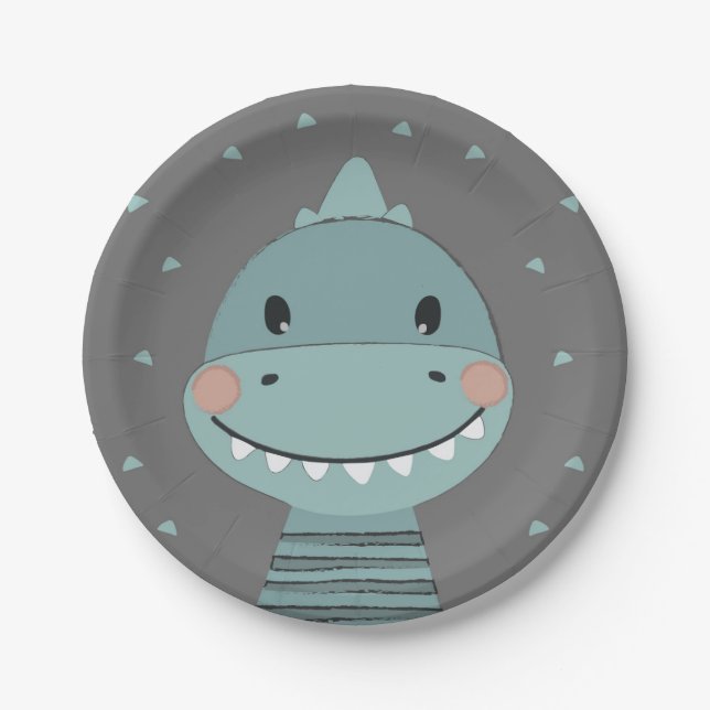 Assiettes En Carton Dragon Cute Cartoon Enfants bébé garçon (Devant)