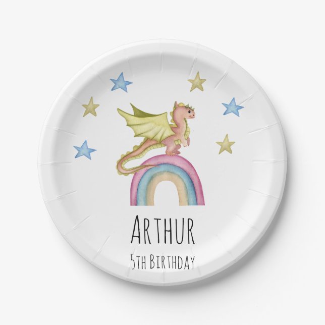 Assiettes En Carton Dragon Cute Castle Magique Moyen Age Anniversaire (Devant)