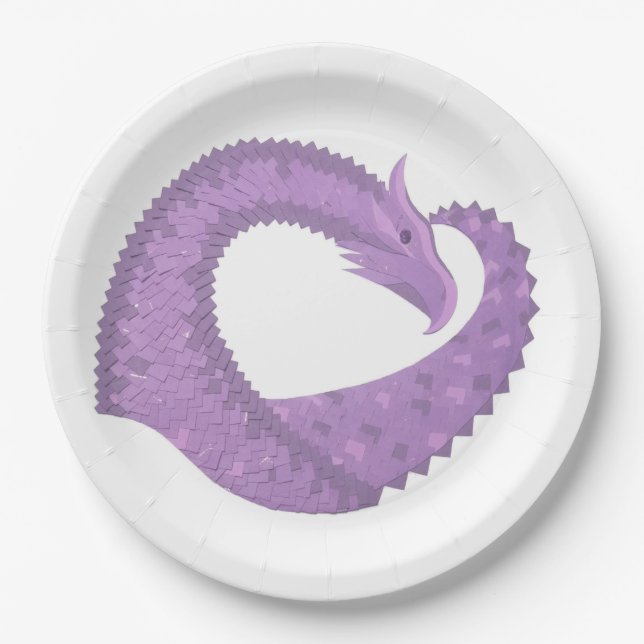 Assiettes En Carton Dragon de coeur violet de lavande blanc (Devant)