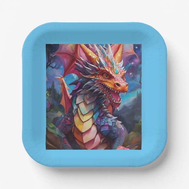 Assiettes En Carton Dragon éblouissant (Recto)