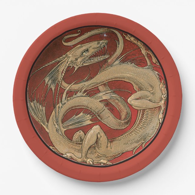 Assiettes En Carton Dragon Lore - Art Nouveau (Devant)
