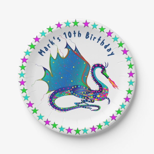 Assiettes En Carton Dragon mystique dans la collection de kaléidoscope (Devant)