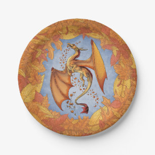 Assiettes En Carton Dragon orange d'art d'imaginaire de nature