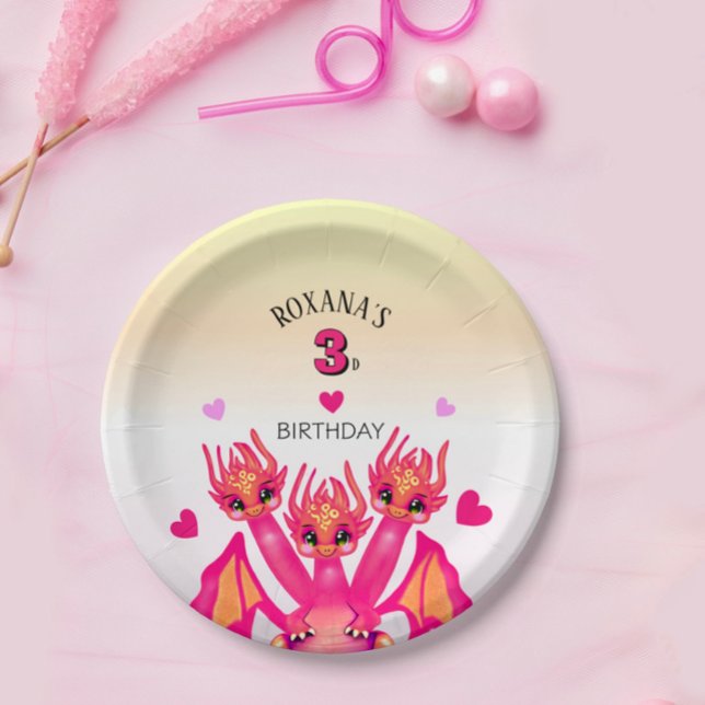 Assiettes En Carton Dragon rose (Créateur téléchargé)