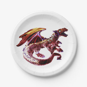 Assiettes En Carton Dragon Rubis Rouge Magique qui Crache du Feu