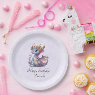 Assiettes En Carton Dragon violet à couronne élégante